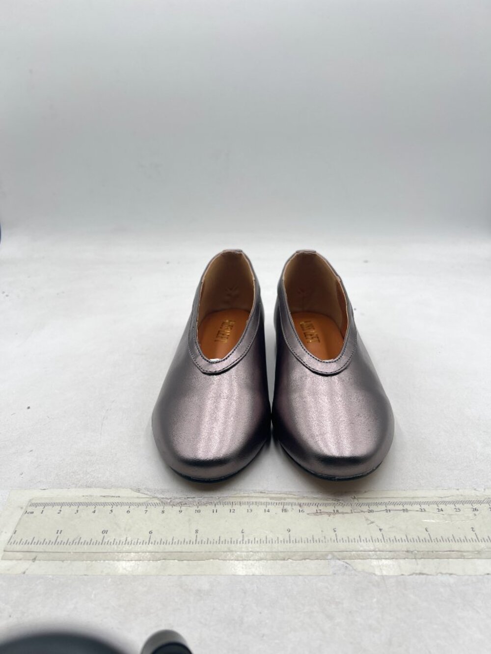 miss left Silver Round Toe V-Cut Ballet Flats Comfortable Slip on Ballroom Shoes - Picture 2 of 7